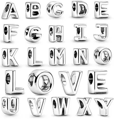 A to Z Letter Silver Charms