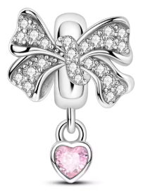Bow & Dangling Heart Charm